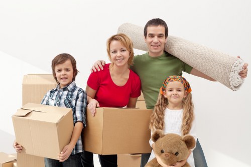 Office items being prepared for van transport